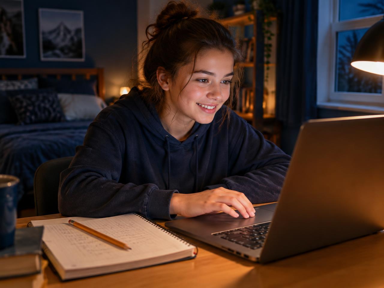 A student getting step-by-step AI tutoring from Scholar at home